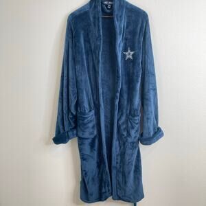 Dallas Cowboys Plush Fleece Robe Blue NFL Lounge Bath Robe One Size NWOT
